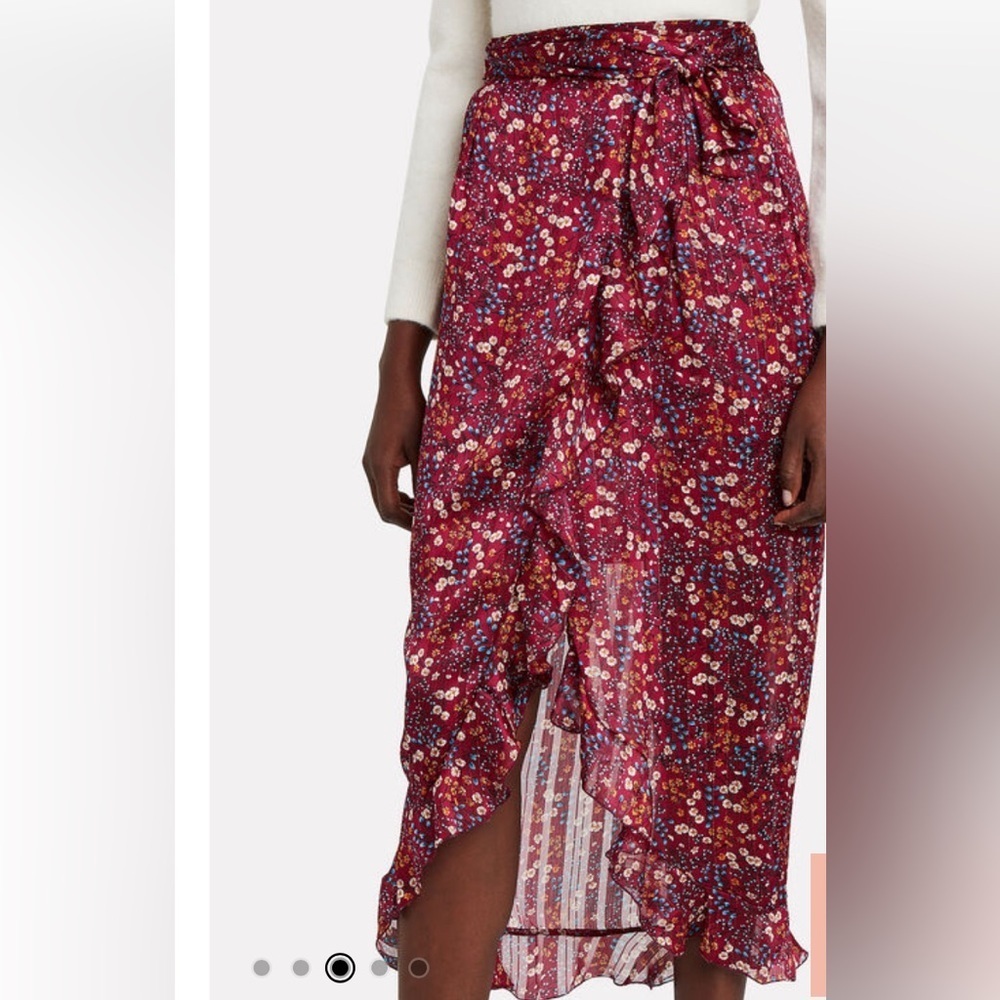 SABINA MUSAYEV Sky Floral Wrap Skirt flower print  red size small - Picture 2 of 10